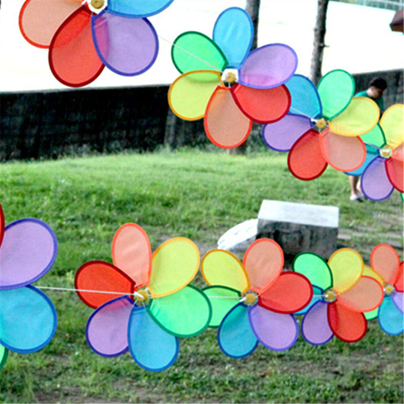 8pcs Rainbow Flower Windmill Garden Wind Spinner Festival Outdoor Camping Decor