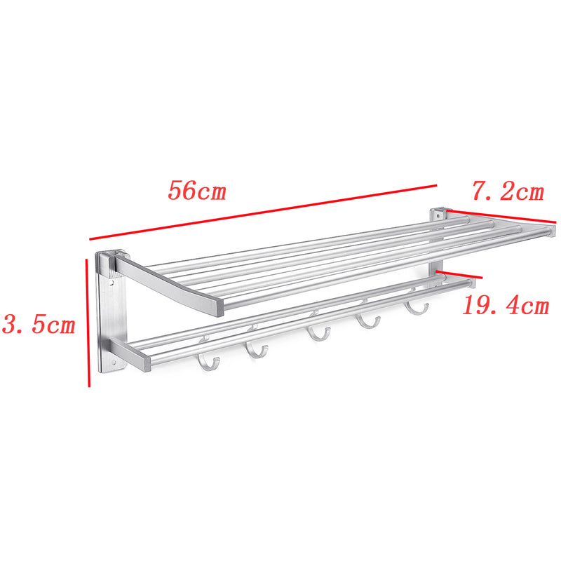 Wall Mounted Towel Holder Rack Hook Hanger Bar Shelf Rail Storage Bathroom Hotel