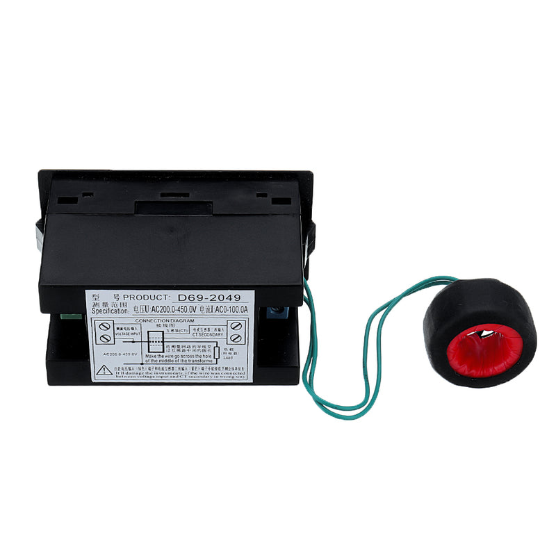 4 In 1 AC Voltmeter Ammeter Power Energy Meter AC 200.0-450.0V 0.01-100A HD Color Screen 180 Degrees LED