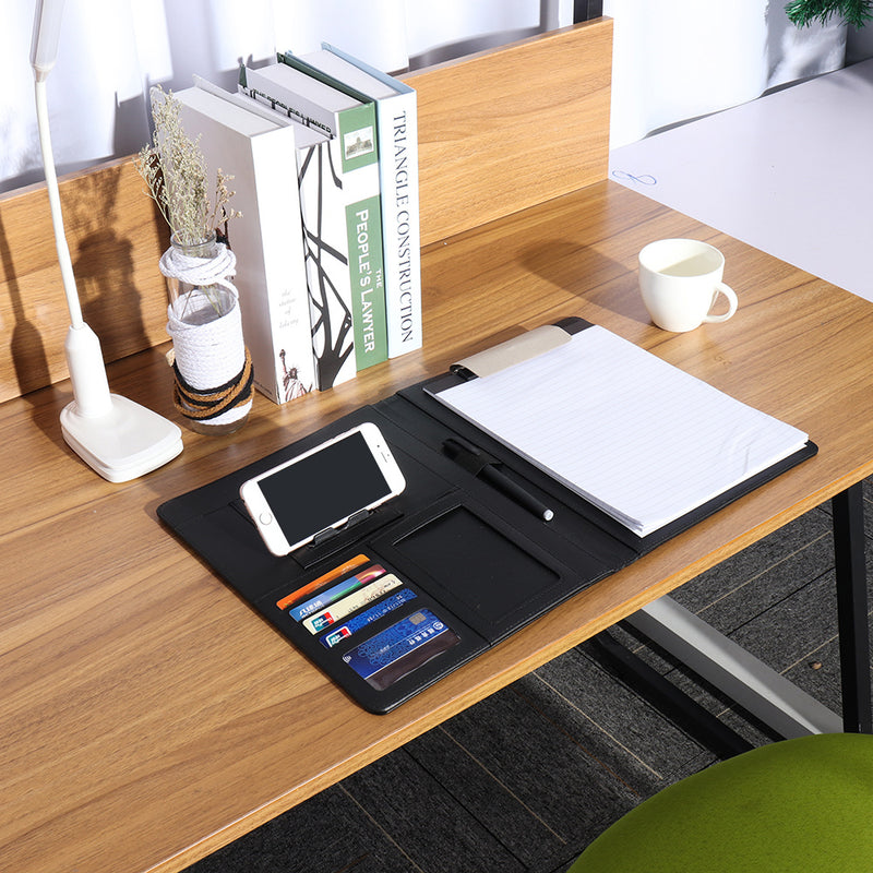 Fixed board + computer + mobile phone Holder bracket folder Multi-function a4 custom paper clip board stationery leather sales manager folder talk single business folder board