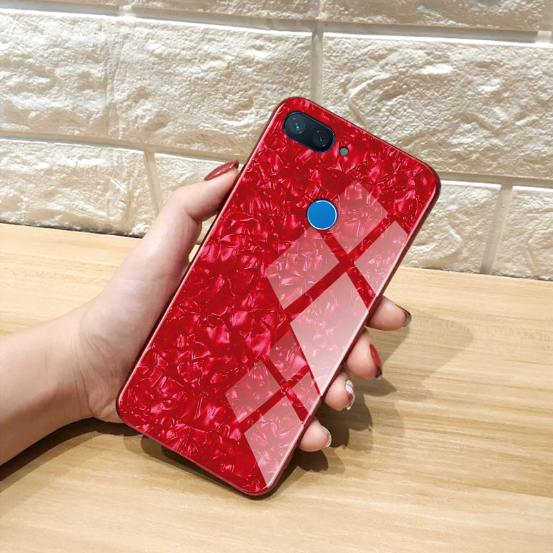Bakeey Shell Glossy Soft Frame Hard Back Tempered Glass Protective Case for Xiaomi Mi 8 Lite