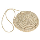 21 x 21cm Round Straw Bags Handmade Woven Beach Camping Travel Crossbody Bag Handbag Shoulder Bag