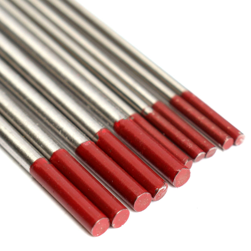 10Pcs WT20 1.0x150mm 1.6x175mm TIG Welding Tungsten Electrodes Red Tip Rods Set