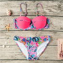 Original Sexy Abstract Figure Print Dome Nylon Swimsuit Swimwear Bikini Sets