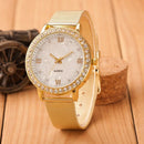 Women Crystals Roman Numeral Alloy Band Watch