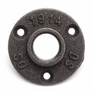 1/2 or 3/4 Inch Black Flange Iron Pipe Floor Fitting Plumbing Threaded Three Holes Flange