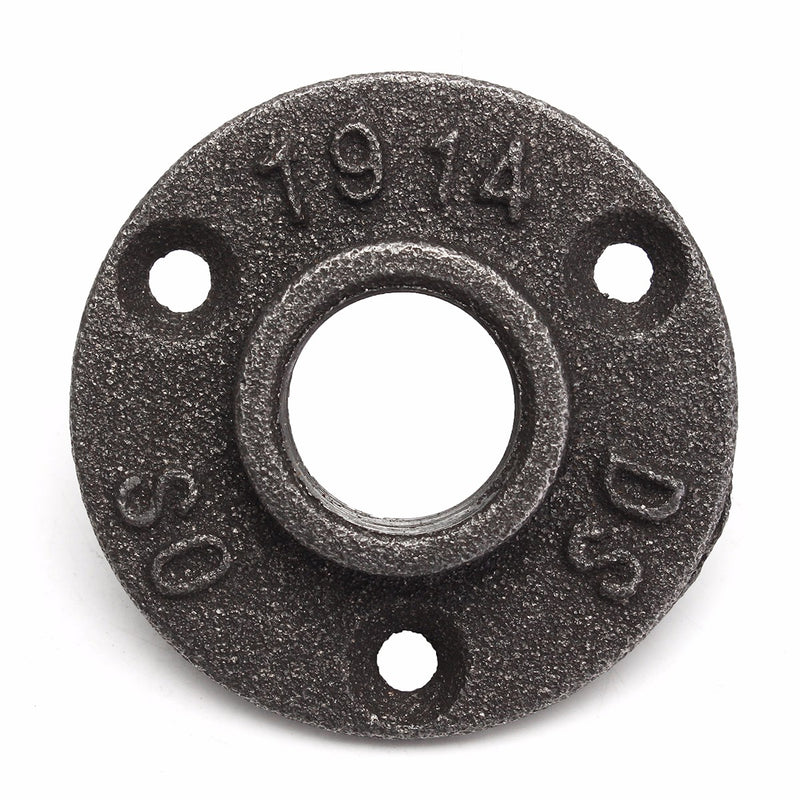 1/2 or 3/4 Inch Black Flange Iron Pipe Floor Fitting Plumbing Threaded Three Holes Flange