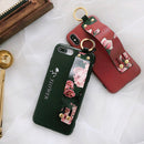 Fashion Flower Pattern Strap Ring Grip Stand Protective Case For iPhone XR/XS/XS Max/X/8/8 Plus/7/7 Plus/6s/6s Plus/6/6 Plus