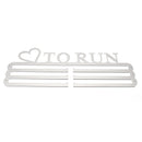 'LOVE TO RUN' Medal Hanger Display Holder Brushed Stainless Steel Wire 36 Medals Hanger 32cm Triple Bar