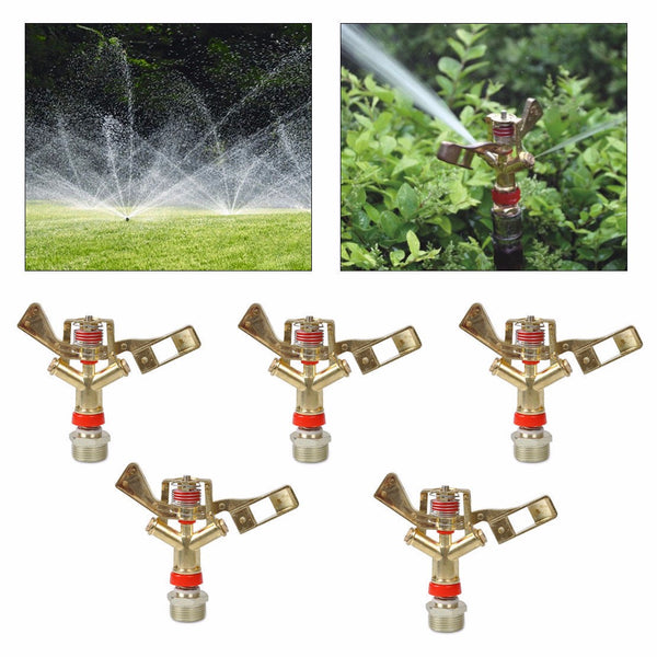 5pcs 3/4" Irrigation Water Impact Lawn Sprinkler 360 Rotate Grass Sprayer Garden Lawn