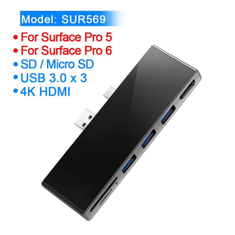 Rocketek SUR469/SUR569 USB 3.0 Hub Card Reader 4K HDMI USB Adapter for SD/TF Card Surface Pro 4/5/6