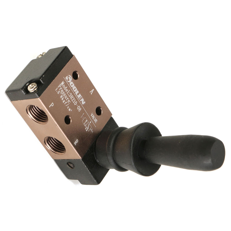 3 Way 2 Position 1/4 Inch Hand Lever Operated Pneumatic Valve Air Control 3H210-08