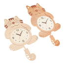 Wooden Wall Clock Cat Dog Swinging Tail Pendulum Battery Operated Room Creative Decor