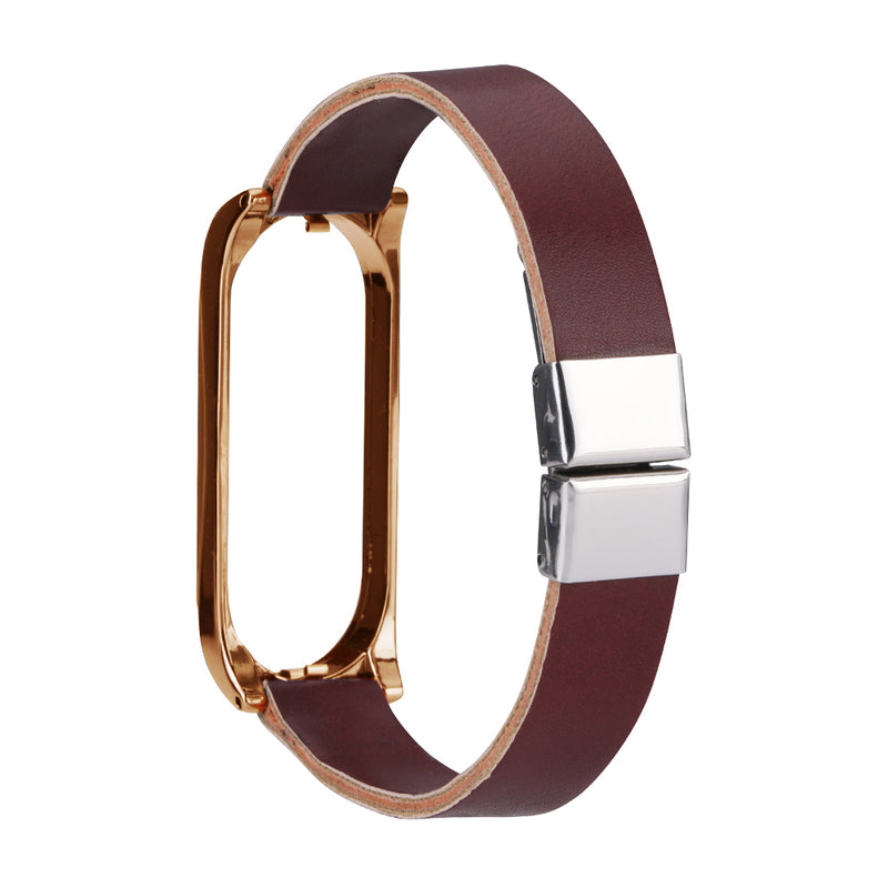 Bakeey Retro Butterfly Push Button Deployment Buckle PU Leather Watch Band Strap Replacement for Xiaomi Mi band 3 Xiaomi Mi band 4