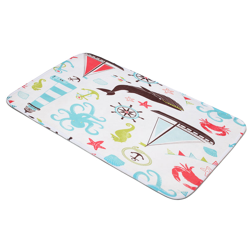 Marine Animal Bathroom Shower Curtain Toilet Cover Bath Mat Non-Slip Rug Set