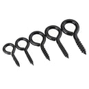 44Pcs Screw Eyes Zinc Plated Self Tapping Thread Eye Bolt Ring Hooks With Expansion Pipe Black