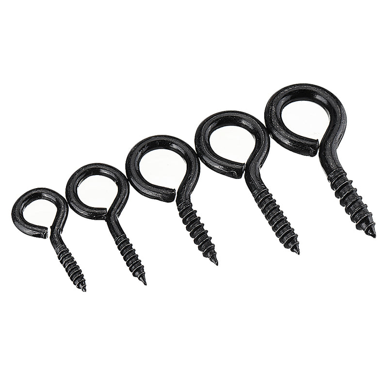 44Pcs Screw Eyes Zinc Plated Self Tapping Thread Eye Bolt Ring Hooks With Expansion Pipe Black