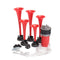 5pcs 178DB 12V Compressor Air Horn Kit Red Trumpets Dukes Car Truck