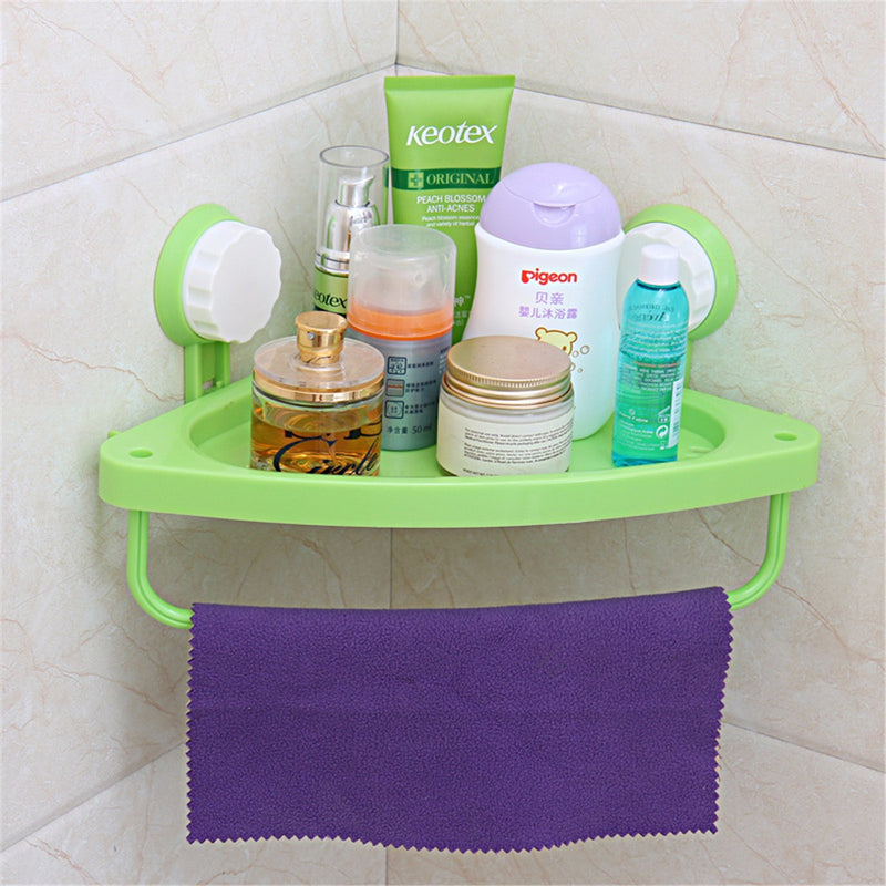 Bathroom Corner Shelf With Suction Cup Rack Organizer Cup Storage Wall Basket
