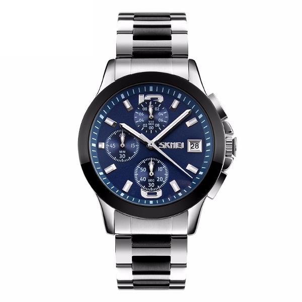 SKMEI 9126 Fashion Men Quartz Watch Classic Stainless Steel Strap Business Wristwatch