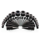 36Pcs 14G-00G Ear Plugs Stretching Expande Screw 316L Stainless Steel Black Set
