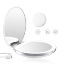 LED Light Mini Makeup Mirrors Compact Pocket Face Lip Cosmetic Mirror Travel Portable Lighting Mirror 1X/5X Magnifying Foldable