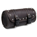 Motorcycle Front Fork Tool Saddle Bag Pouch Saddlebags Luggage Leather Barrel Dark Brown