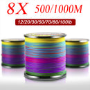 8 Strands Braided Fishing Line 500m Multi Color Super Strong Multifilament PE Braid Line 10LB 20LB 30LB 40LB 100LB 200LB
