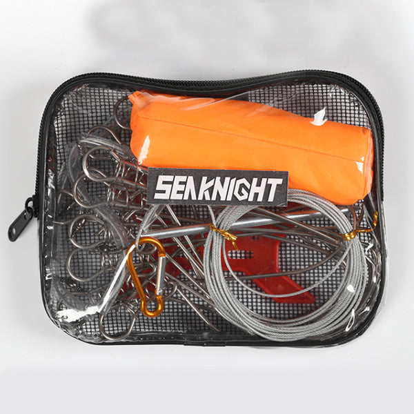 Seaknight 4m 10 Fishing Hook Lock Buckle Stainless Steel Live Fish Lure Lock Fishing Accessories With Handle Storage Bag Ground Nail