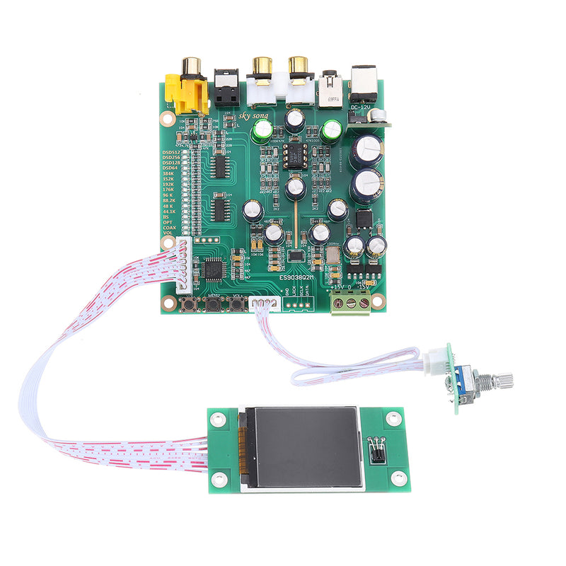 ES9038 Q2M Audio DAC DSD Decoder Board Support IIS DSD Coaxial Fiber Input 384KHz DOP with OLED D5-001