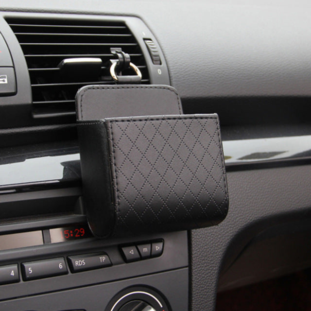 Car Supplies Air Outlet Storage Bag Car Leather Multi-function Compartment Air Outlet Mobile Phone Holder Storage Box Bag