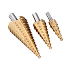 Drillpro 4pcs 4-12/20/32mm HSS Titanium Step Cone Drill Bit with Automatic Center Pin Punch