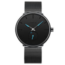 Biden 0124 Ultra Thin Casual Style Men Wrist Watch Mesh Stainless Steel Strap Quartz Watches