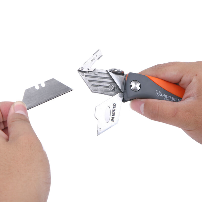 Sheffield Heavy Duty Utility Cutter SK5 Multifunctional Foldable Pocket Cutter DIY Craft Paper Leather Cutter Art Work Cutting tools with 6 Blades