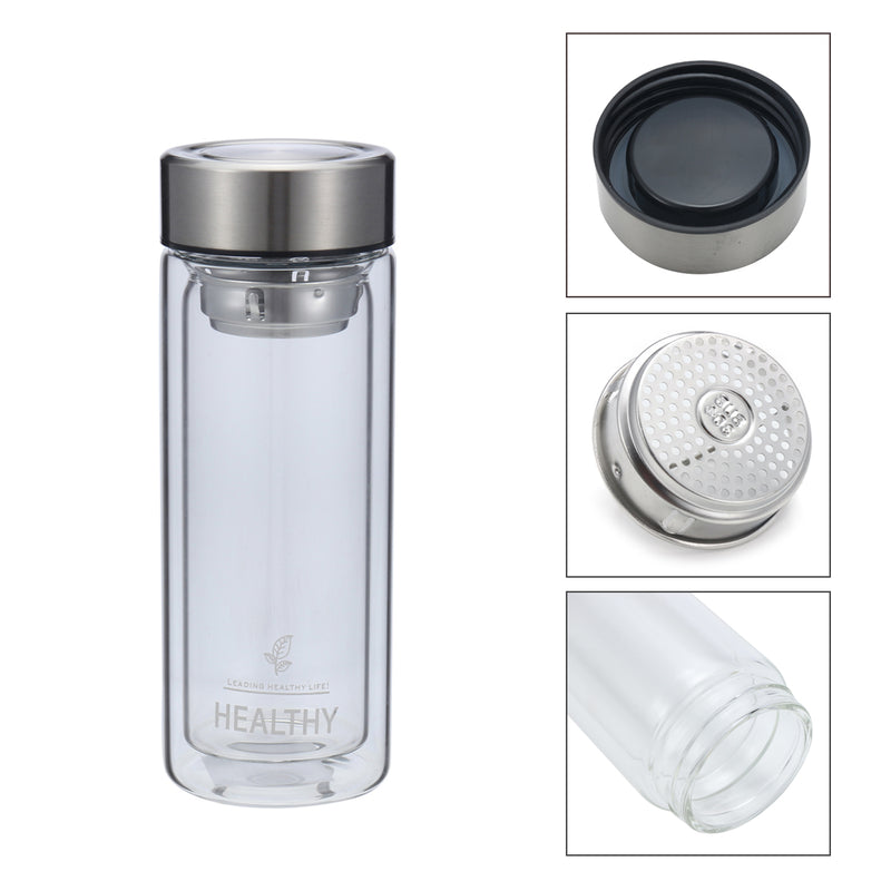 300ml Double Wall Water Glass Bottle Mug Filtration Water Bottles