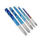 Drillpro 5Pcs M3-M8 Spiral Thread Screw Tap Drill Blue Nano Coated Machine Tap Metric Drill Bit Set