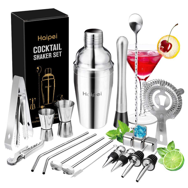 22PCS/Set Cocktail Shaker Boston Maker Bartender Martini Mixer Making Tool Bar Tools