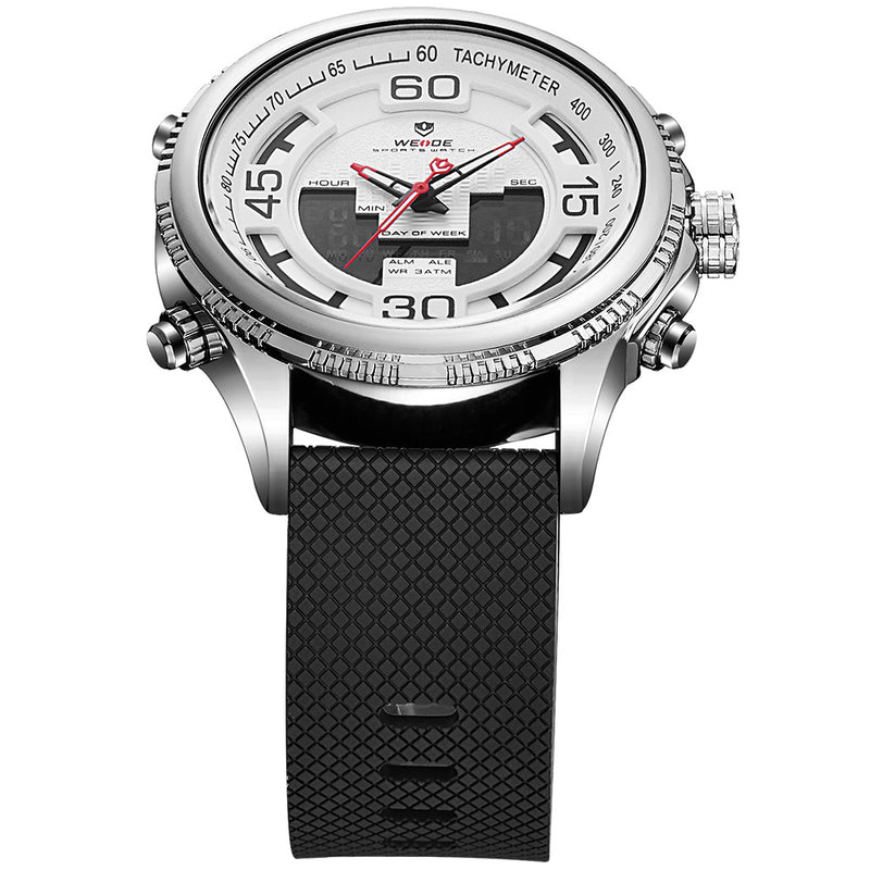 WEIDE 6306 Dual Display Digital Watch Cosy Silicone Strap Alarm Calendar Luminous Sport Watch
