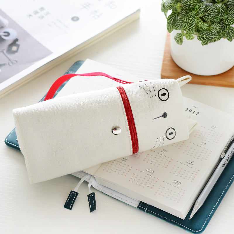 Kawaii Emoticon Printing Cute Cat Pencil Box Big Capacity Pencil Case
