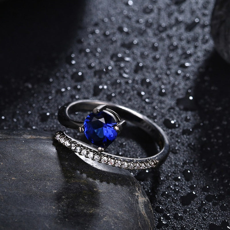 INALIS Fashion Zircon Gun Black Plated Finger Ring Jewelry Gift for Women