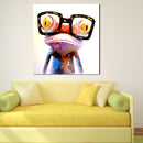 Miico Hand Painted Oil Paintings Animal Modern Art Happy Frog With Glasses On Canvas Wall Art For Home Decoration 20x20cm