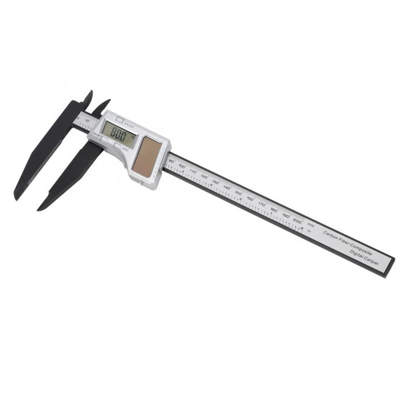 200mm Digital Ruler Digital Caliper Solar Power Carbon Fiber Ruler with 75mm Long Jaw Measuring Tool