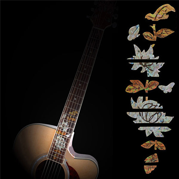 Guitar Bass Inlay Fretboard Sticker Marker DIY Fret Decal Butterfly over Flower