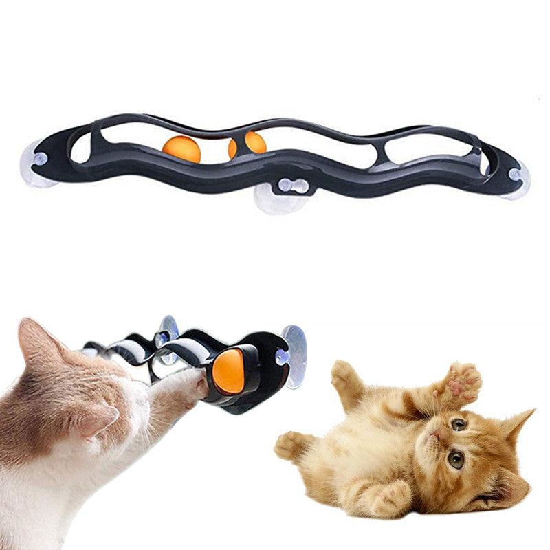 Yani Cats Pets Ball Toy Suction Cup Windows Cat Toy Tube Toy With Balls Cat Toy Play Track Tunnel Pet Toys