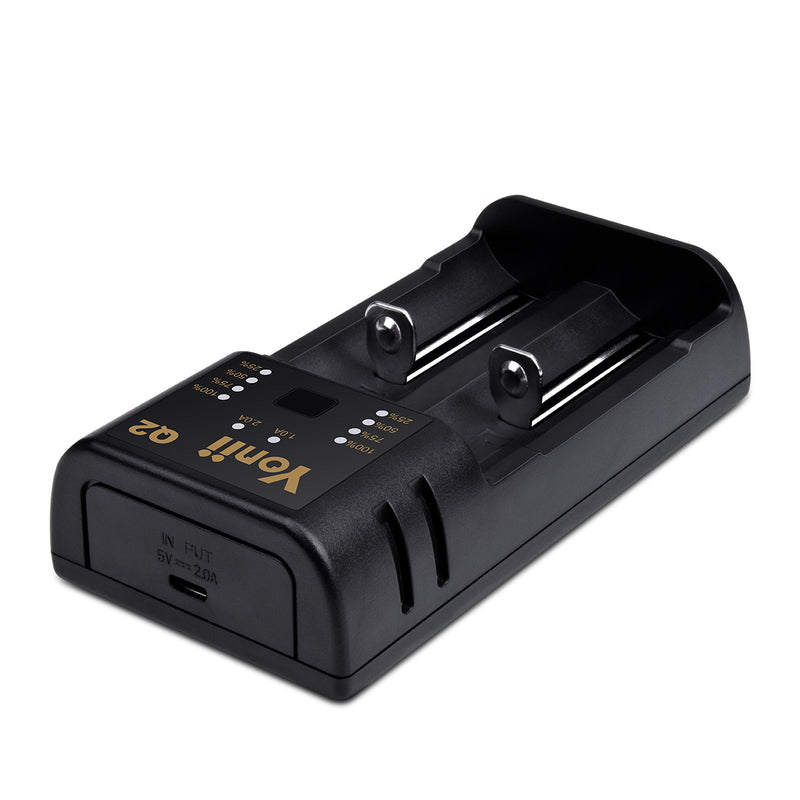 Yonii Q2 Double Slot USB Rechargeable Lithium Battery Charger Multi-functional Intelligent Charger for 18650/26650/21700/AAA Battery