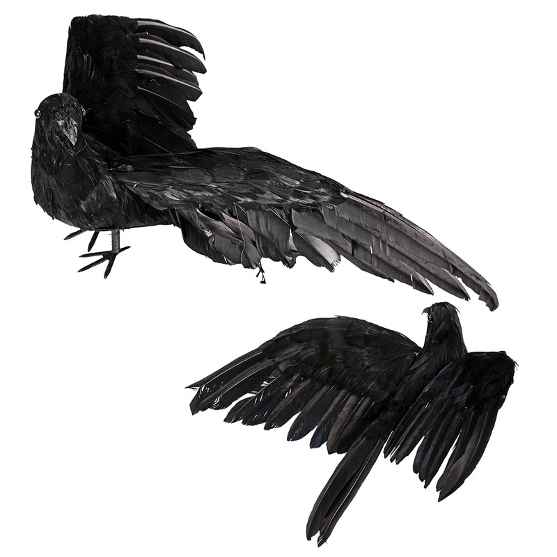 Realistic Looking Halloween Decorations Birds Black Feathered Detachable Crow