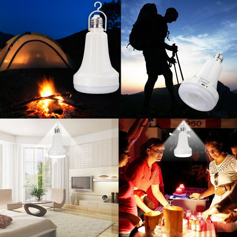 E27 USB Rechargeable Pure White LED Emergency Flashlight Camping Lighting Bulb Lamp AC220V