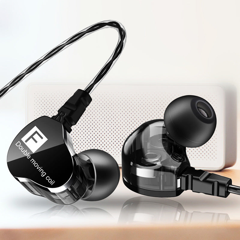 [Dual Dynamic Drivers] Fonge F4 Heavy Bass Earphone 3.5mm Wired Control Stereo Headphone with Mic