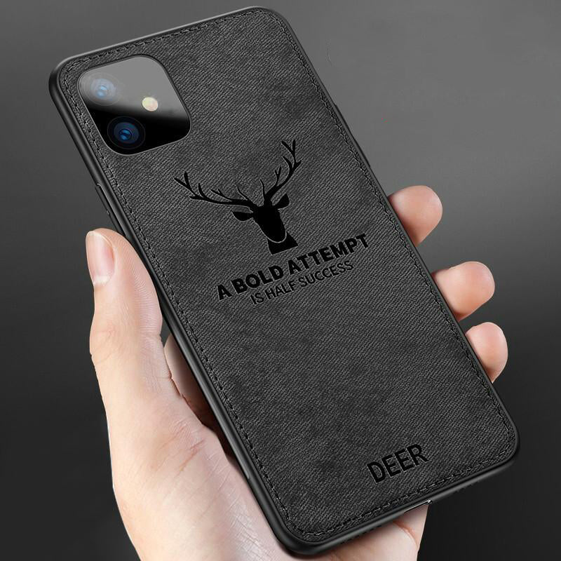 BAKEEY Deer Canvas Cloth Shockproof Protective Case for iPhone 11 6.1 inch