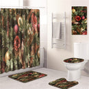 3PCS Bathroom Bath Mat Set Toilet Seat Cover Waterproof Bathroom Shower Curtain Chrismas Print